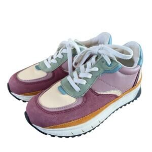 Madewell Kickoff Trainer Sneakers in Colorblock Leather & Suede Women’s Size 5.5